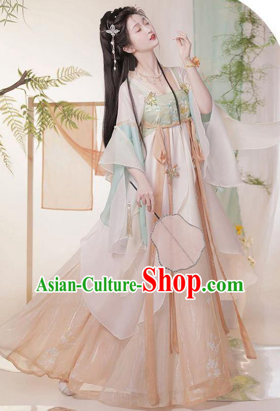 Chinese Tang Dynasty Princess Dresses Ancient Flower Goddess Clothing Hanfu Hezi Qun