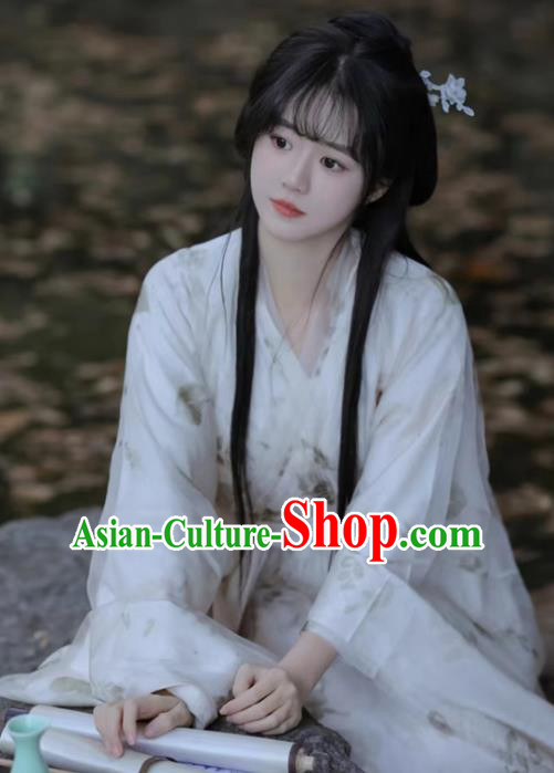 China Wei Dynasty Palace Lady Clothing Ancient Palace Princess Costumes Traditional Hanfu White Dresses