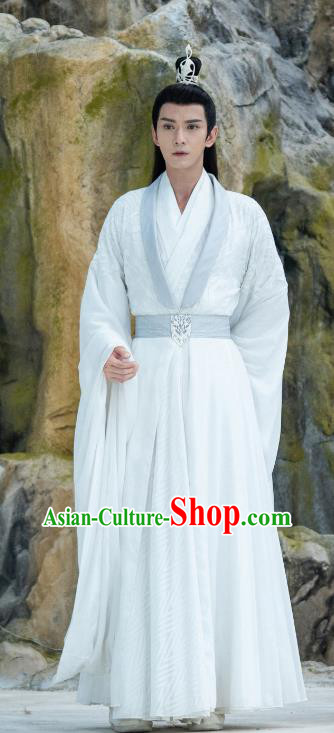 China Ancient Swordsman White Costumes Drama Chong Zi Venerable Chong Hua Martial Arts Lord Clothing