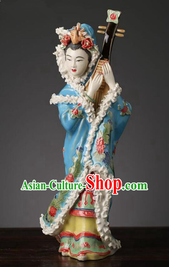 Handmade Chinese Shiwan Ceramics Statue Arts Collection the Four Great Beauties Wang Zhao Jun