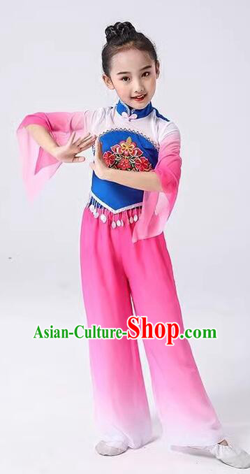 Chinese Folk Dance Clothing Children Yangko Dance Outfit Fan Dance Costumes