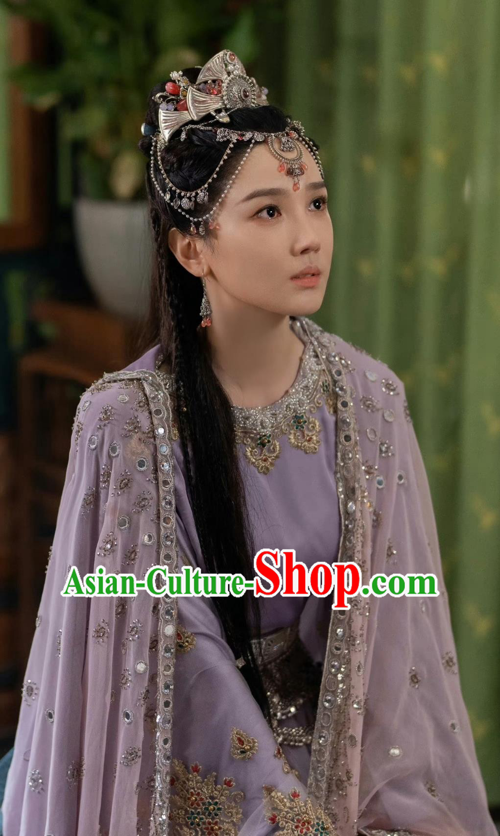 Ancient China Court Woman Clothing Traditional Chinese Western Regions Princess Clothing TV Series Drama Go East Ashi Lan Violet Dress