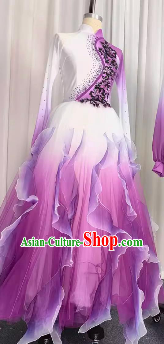 Chinese Woman Group Dance Costume Traditional Dance Clothing China Classical Dance Purple Dress