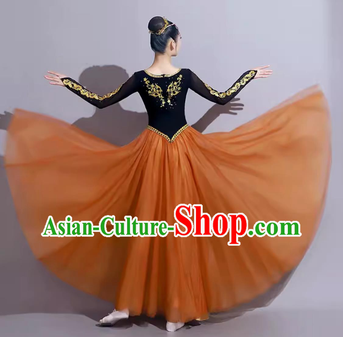 China Xinjiang Dance Dress Chinese Dance Contest Costume Traditional Ethnic Dance Clothing