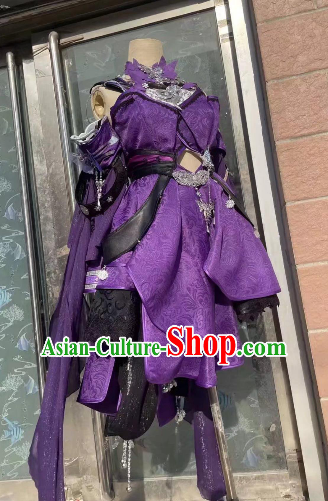 Ancient Chinese Fairy Cosplay Costume China Online Game Sword Heroes Fate Wudu Sect Young Lady Purple Dress