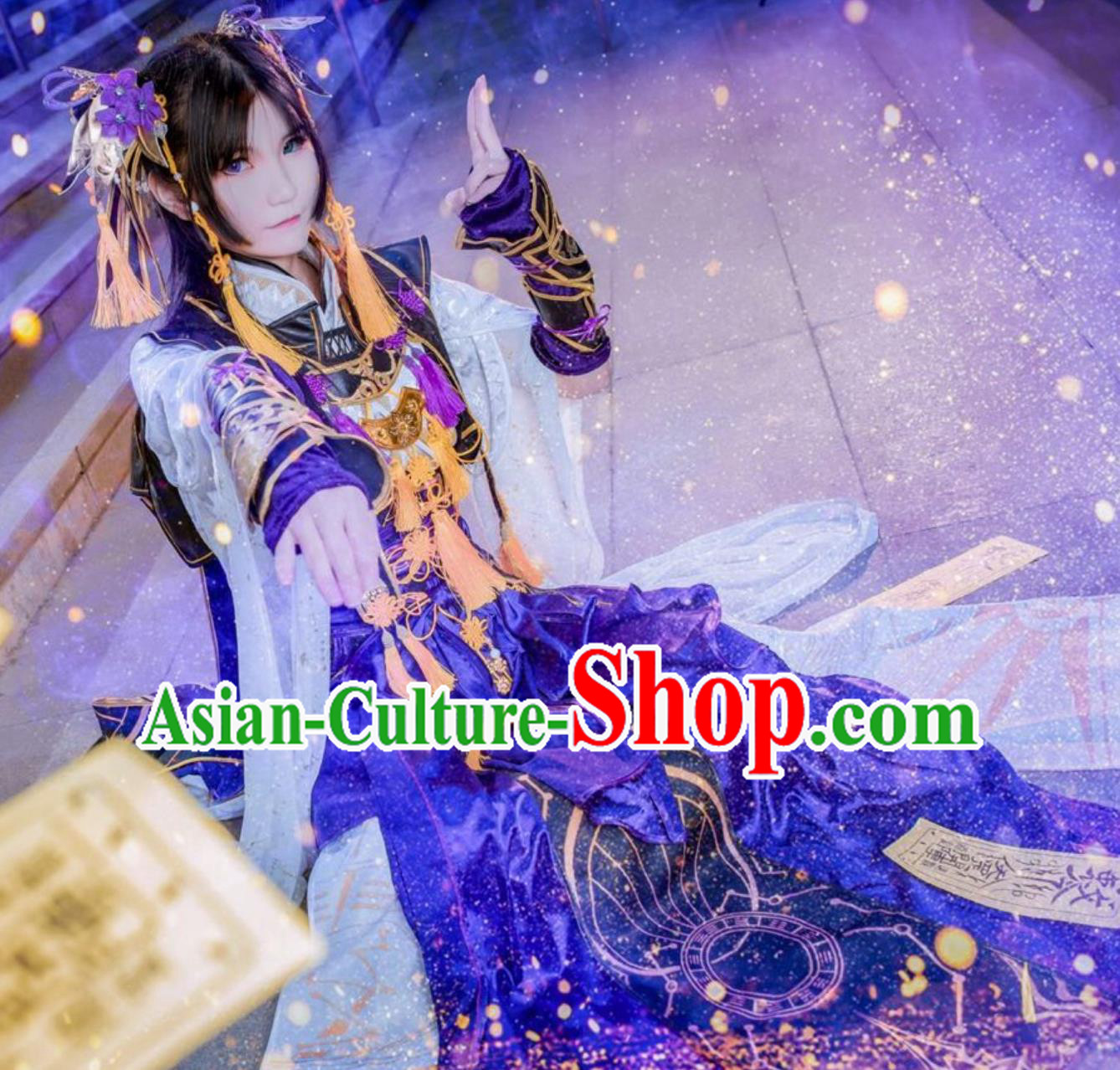 Ancient Chinese Female Swordsman Costume China Online Game Sword Heroes Fate Cosplay Yantian Sect Young Woman Purple Dress
