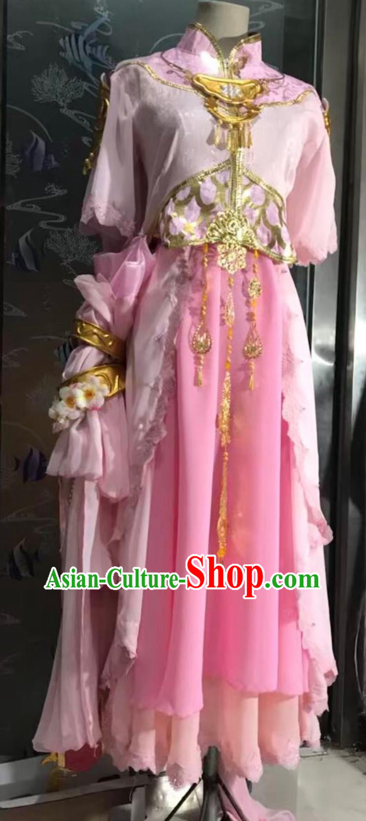 Cosplay Online Game Sword Heroes Fate Qixiu Hall Dance Lady Costume China Wuxia Swordswoman Pink Dress Ancient Chinese Clothing