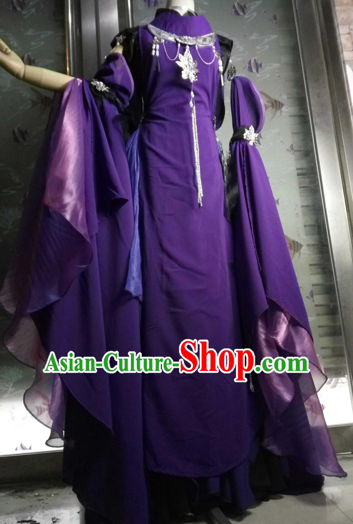 Cosplay Online Game Sword Heroes Fate Wudu Sect Swordswoman Costume China Wuxia Heroine Purple Dress Ancient Chinese Clothing