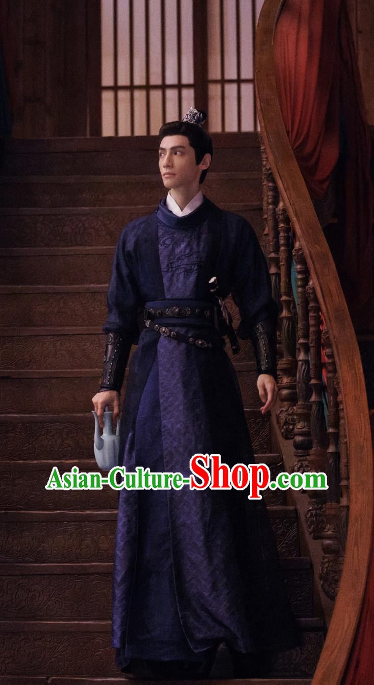 TV Series Drama Follow Your Heart Prince Jiang Xin Bai Purple Costume Ancient China Warrior Clothing Traditional Chinese Tang Dynasty Hanfu