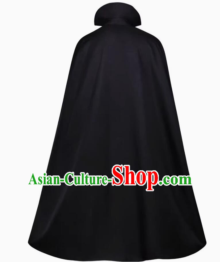 Top Medieval Europe Winter Costume Handmade Black Woolen Cape Gothic Cloak