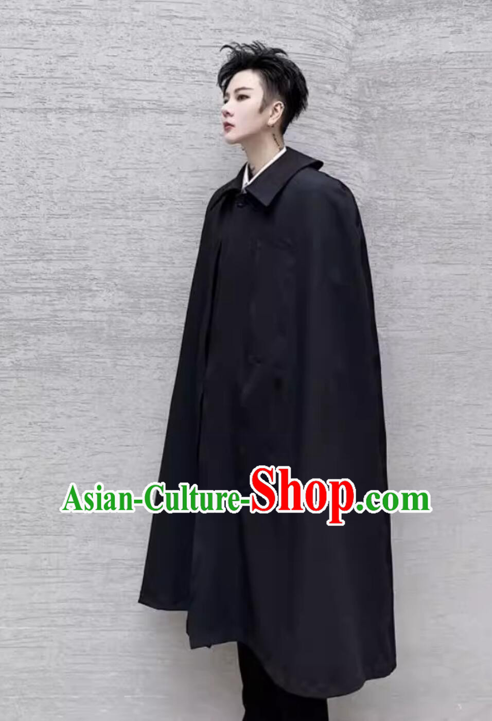 Handmade Black Cape Gothic Cloak Medieval Europe Winter Costume