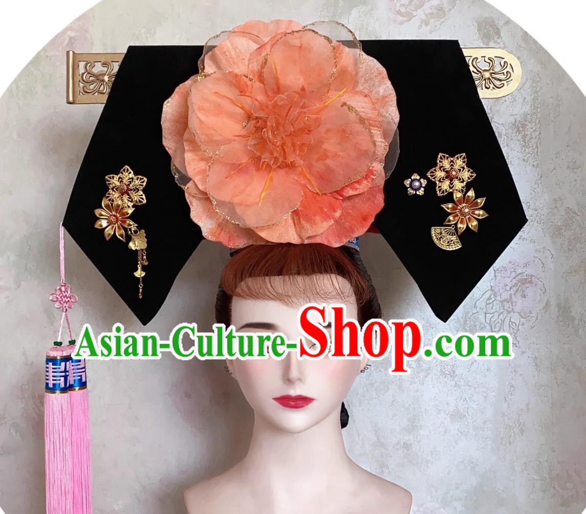 China Qing Dynasty Manchu Woman Hat Traditional Chinese Headdress TV Series Princess Pearl Zi Wei Da La Chi Headgear