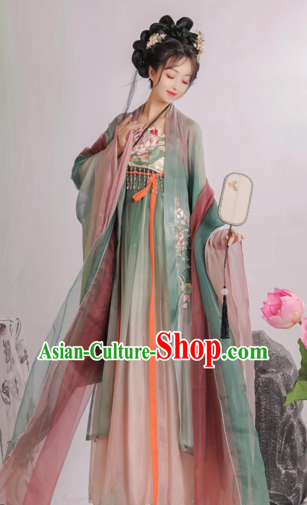 Chinese Tang Dynasty Princess Clothing Ancient China Lotus Fairy Costume Traditional Hanfu Dress
