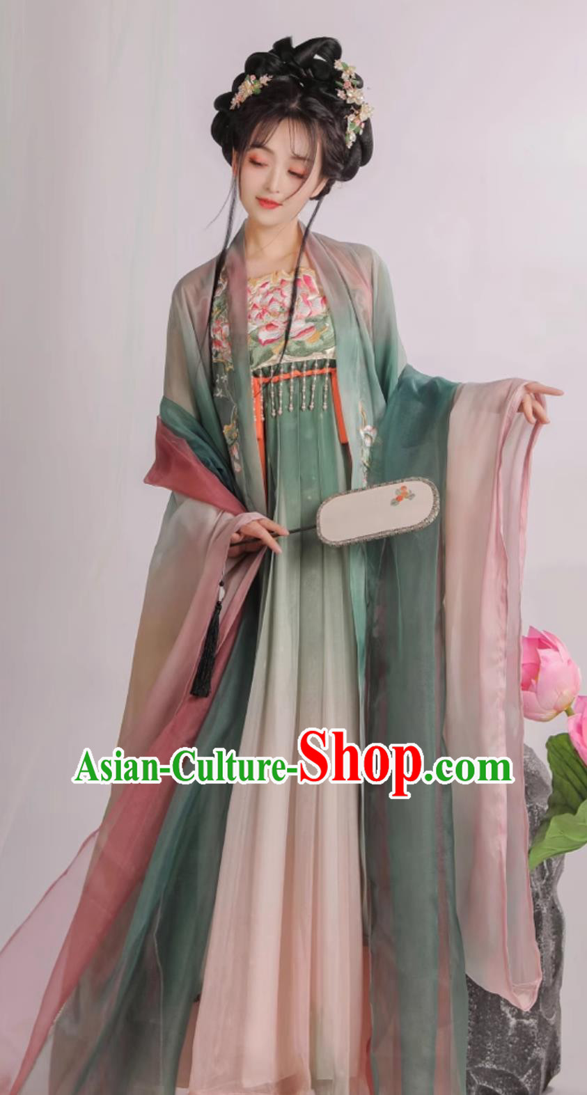 Chinese Tang Dynasty Princess Clothing Ancient China Lotus Fairy Costume Traditional Hanfu Dress