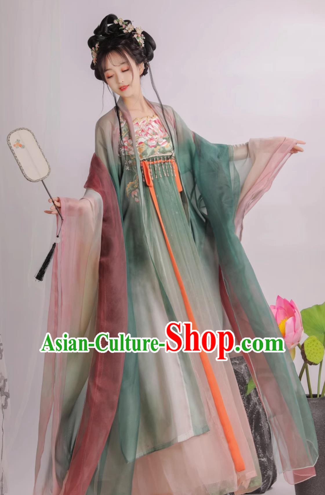 Chinese Tang Dynasty Princess Clothing Ancient China Lotus Fairy Costume Traditional Hanfu Dress