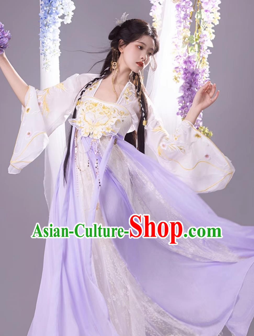 Ancient China Fairy Costume Chinese Traditional Lilac Hanfu Dress Tang Dynasty Princess Clothing