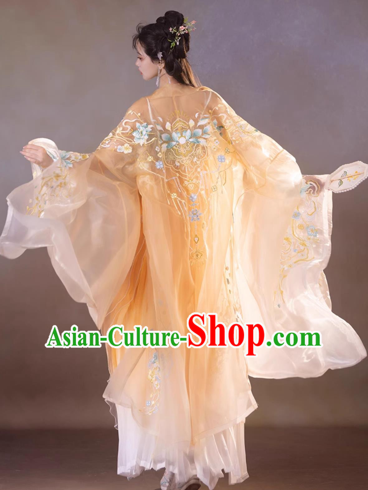 Traditional Orange Hanfu Dress Chinese Tang Dynasty Princess Clothing Ancient China Fairy Costume
