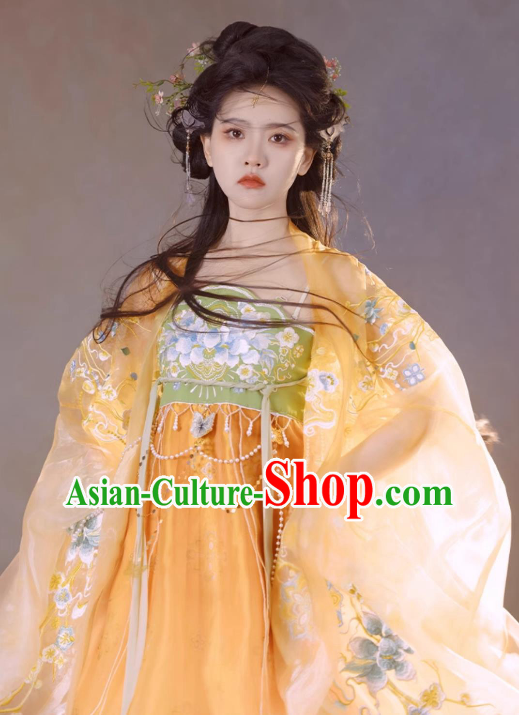 Traditional Orange Hanfu Dress Chinese Tang Dynasty Princess Clothing Ancient China Fairy Costume