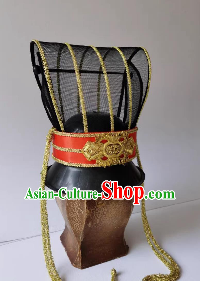 Chinese Traditional Hanfu Wedding Headdress Ancient China Groom Hat TV Series Han Dynasty Emperor Headwear