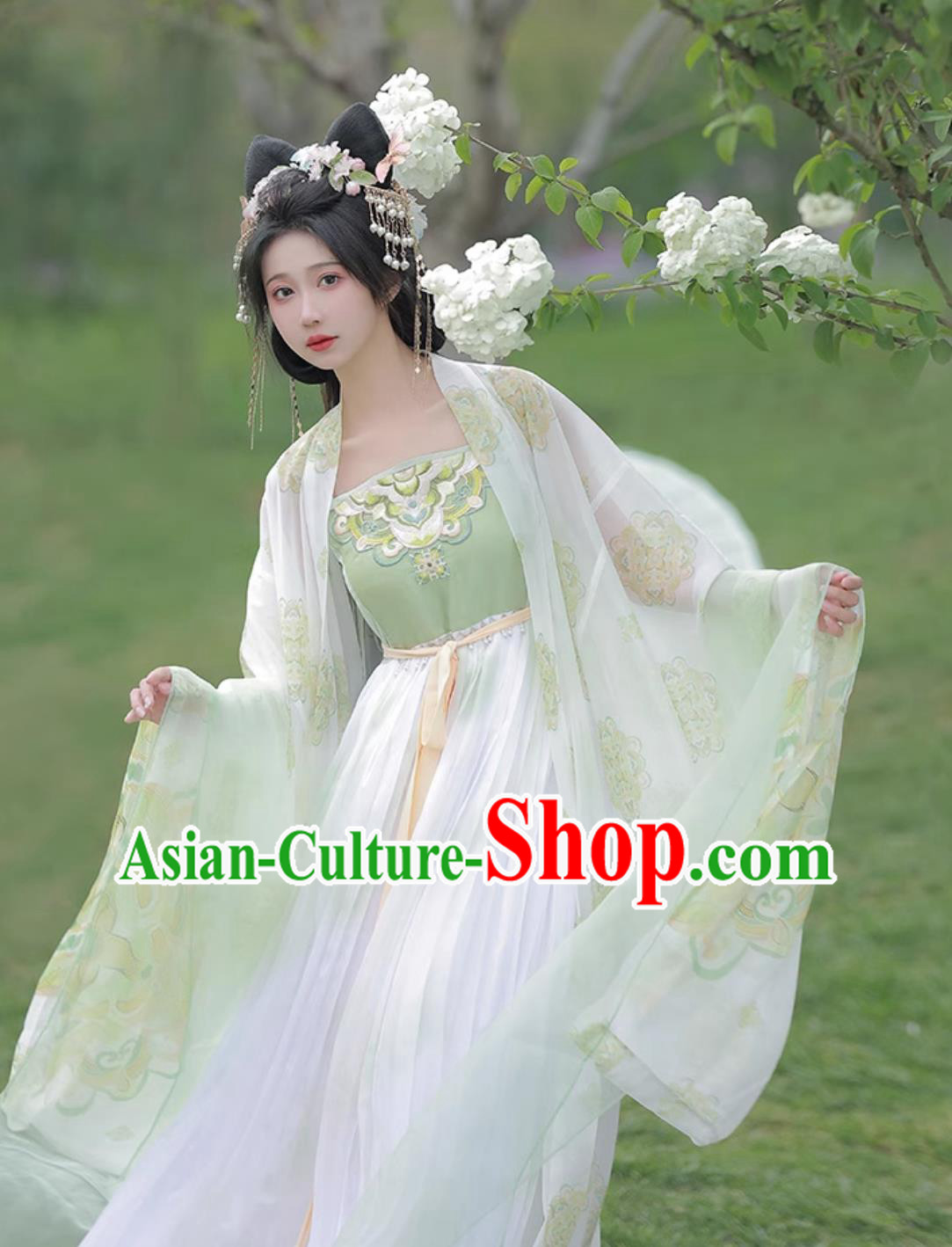 Chinese Traditional Light Green Hanfu Dress Song Dynasty Embroidered Clothing Ancient China Princess Costume