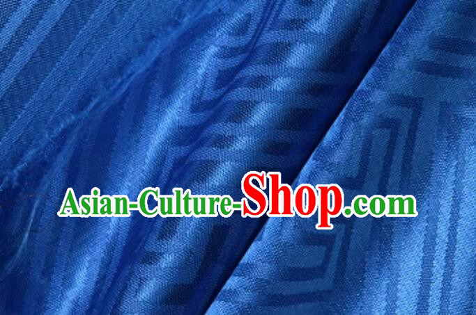 Traditional Chinese Fabric Tibetan Robe Brocade Buddhism Swastika Pattern Blue Cloth