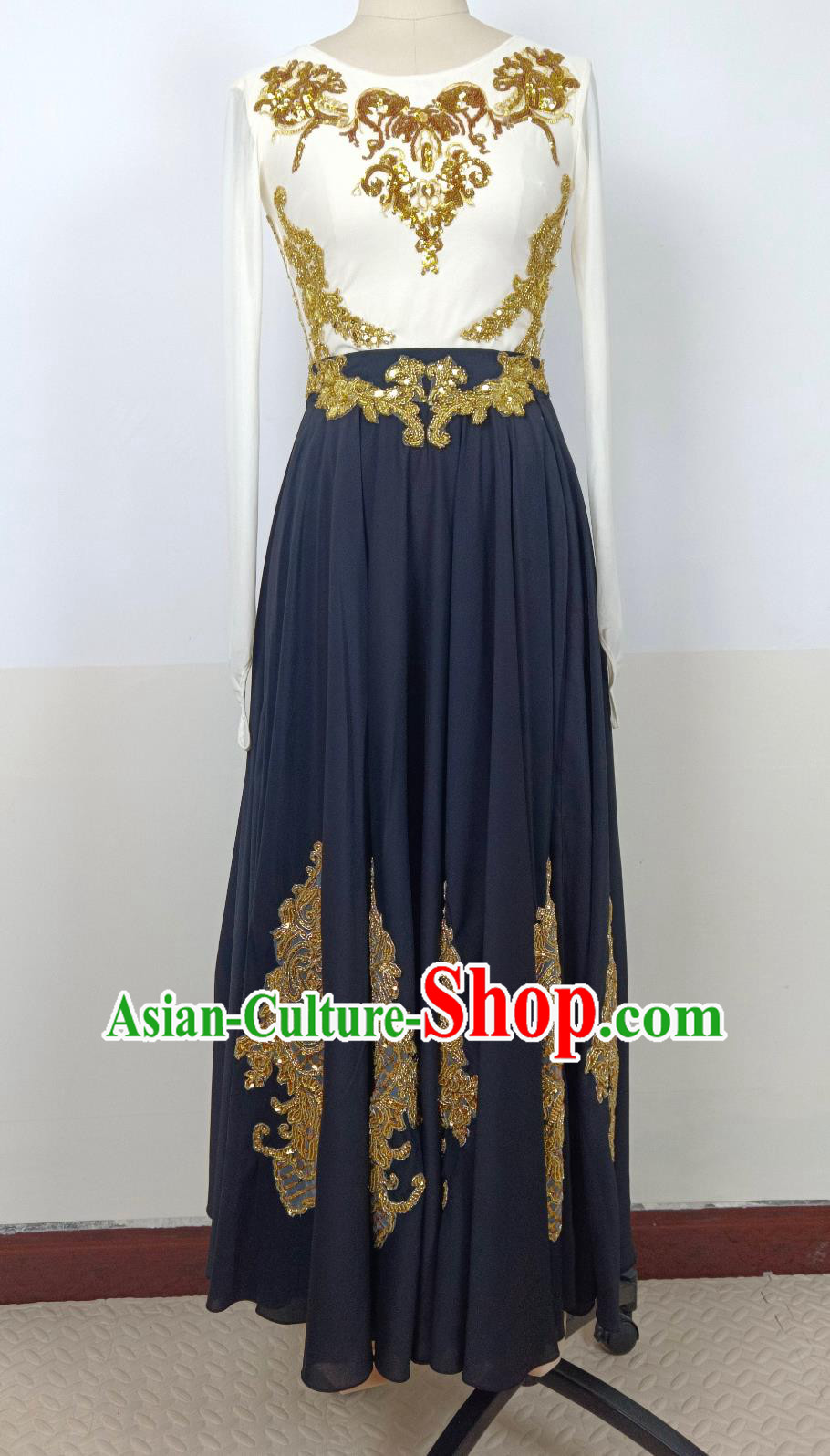 Chinese Xinjiang Folk Dance Costume Ethnic Women Group Dance Dress Uyghur Nationality Dance Clothing