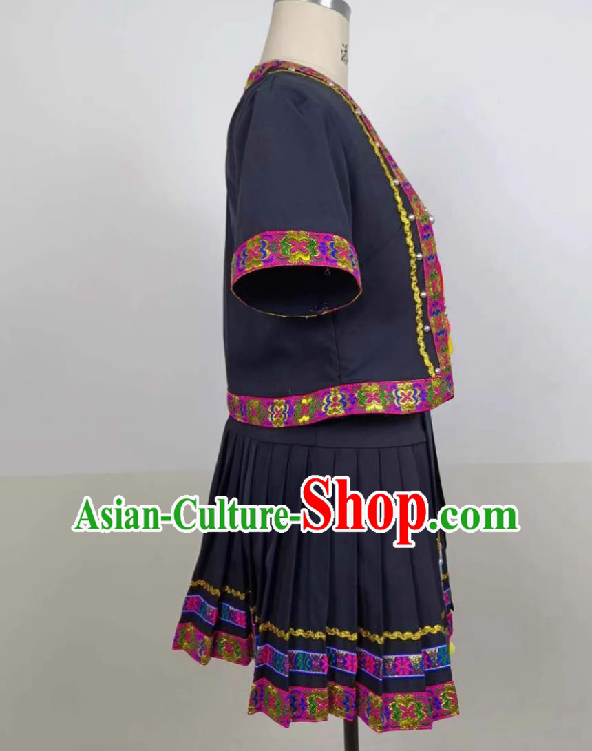 Chinese Miao Nationality Dance Clothing Hmong Folk Dance Costume Ethnic Women Group Dance Dress