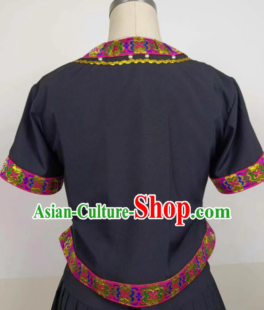 Chinese Miao Nationality Dance Clothing Hmong Folk Dance Costume Ethnic Women Group Dance Dress
