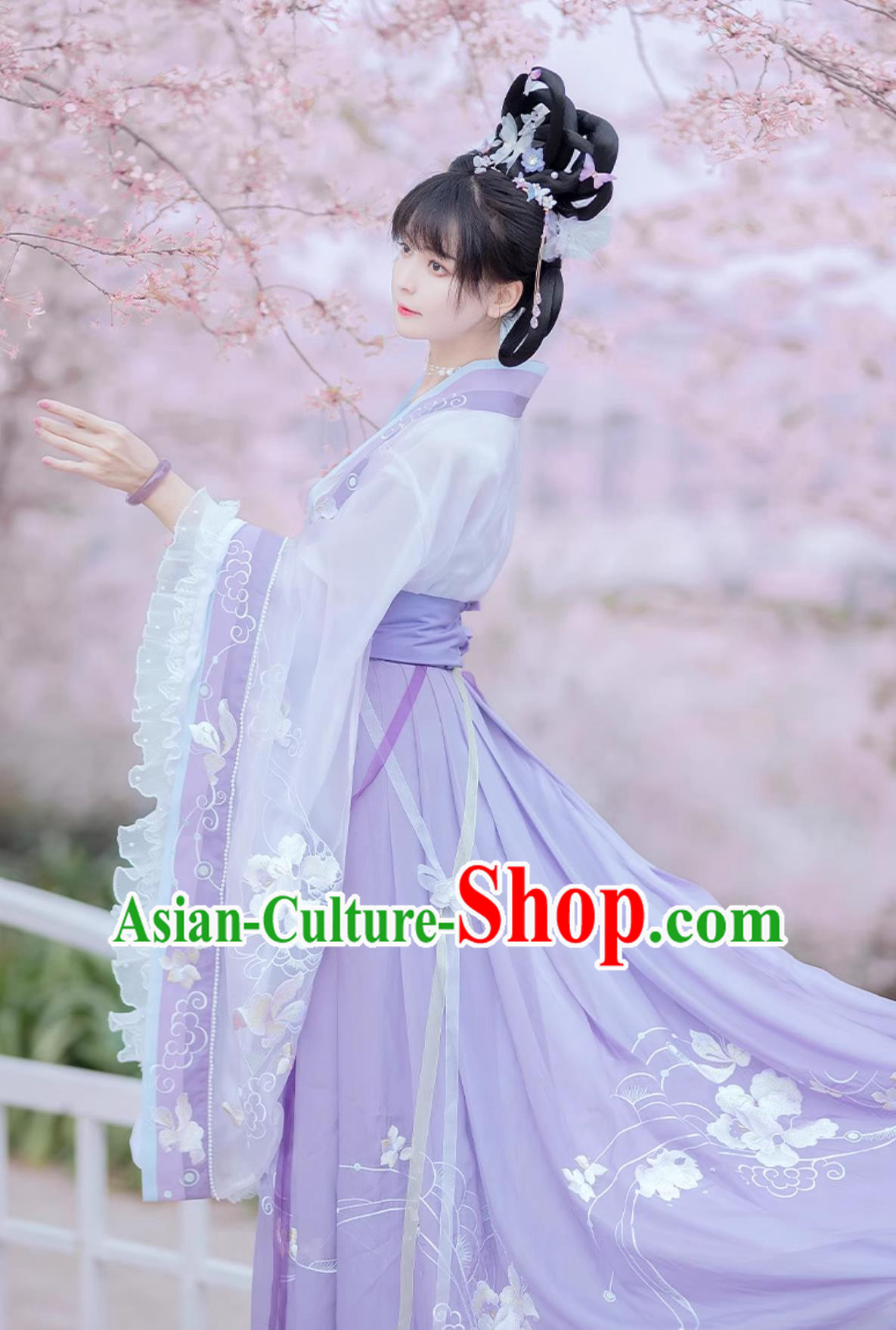 Traditional Chinese Purple Hanfu Dress Ancient China Flower Fairy Costume Jin Dynasty Princess Embroidered Clothing