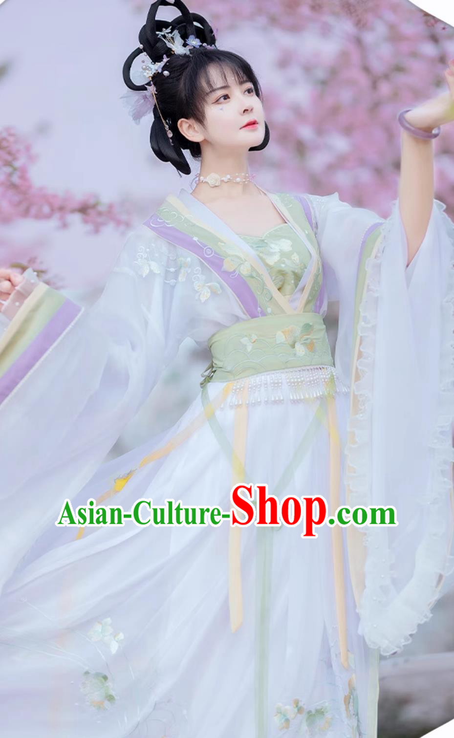 Traditional Chinese Jin Dynasty Princess Clothing Embroidered White Hanfu Dress Ancient China Goddess Costume