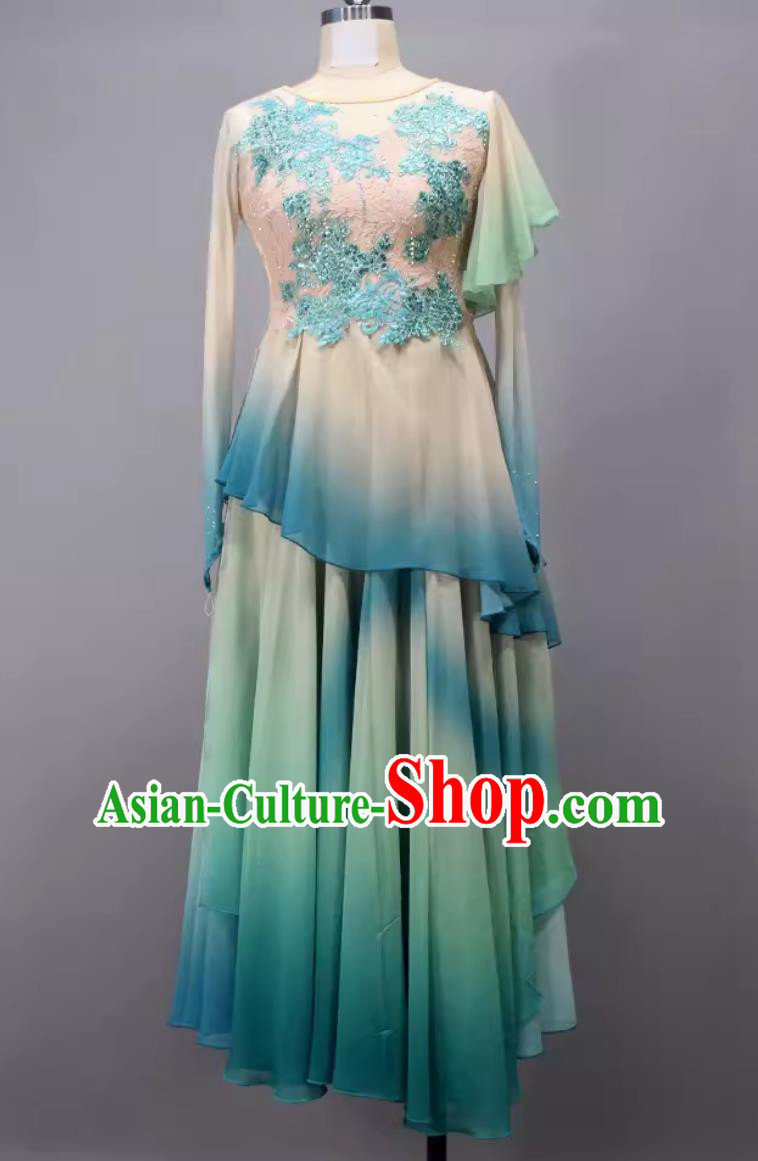 China Dance Competition Green Dress Zui Qing Bo Woman Solo Dance Costume Chinese Classical Dance Clothing