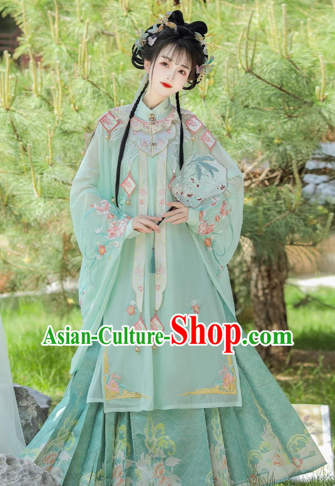 Ancient China Palace Princess Clothing Traditional Green Hanfu Dress Chinese Ming Dynasty Woman Costume