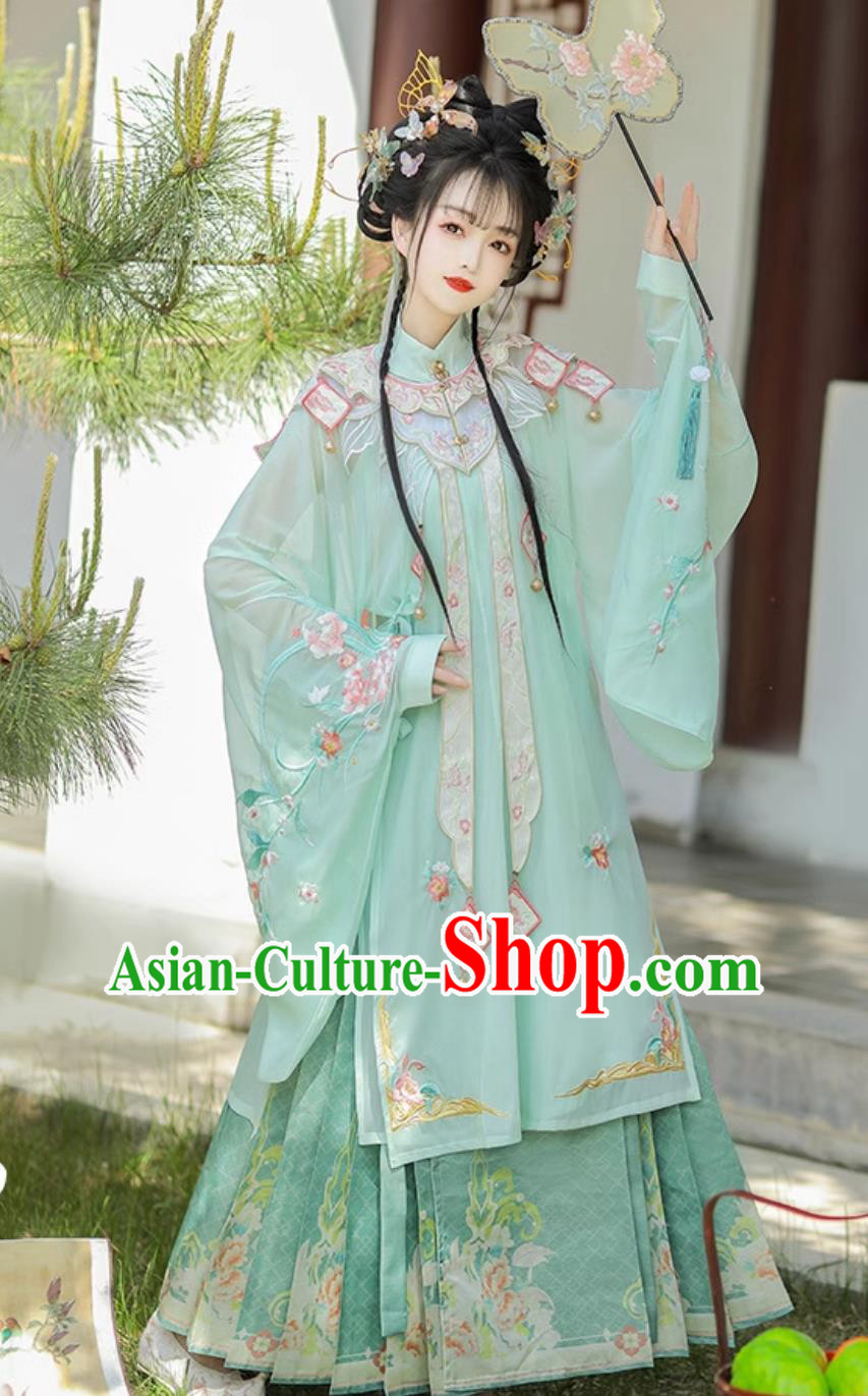 Ancient China Palace Princess Clothing Traditional Green Hanfu Dress Chinese Ming Dynasty Woman Costume