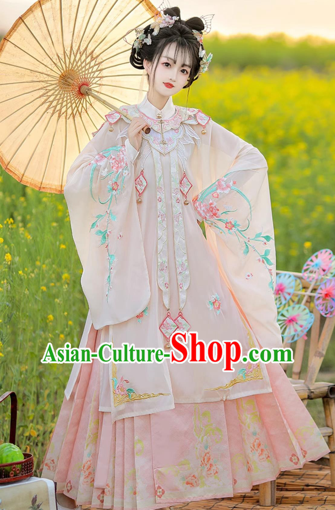 Chinese Traditional Pink Hanfu Dress Ming Dynasty Palace Princess Costume Ancient China Young Lady Clothing