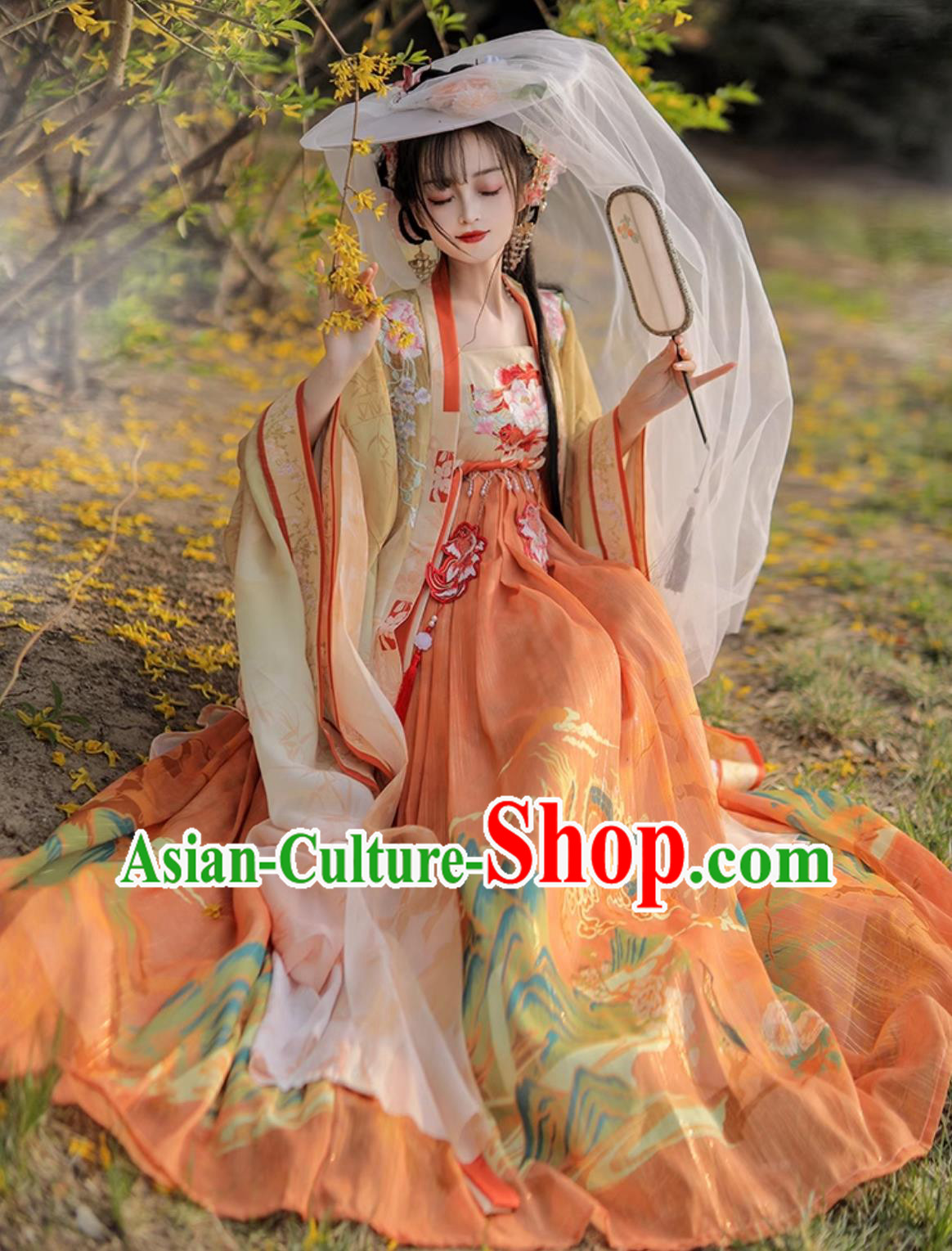 Ancient China Goddess Clothing Chinese Traditional Yellow Hanfu Dress Tang Dynasty Palace Princess Costume