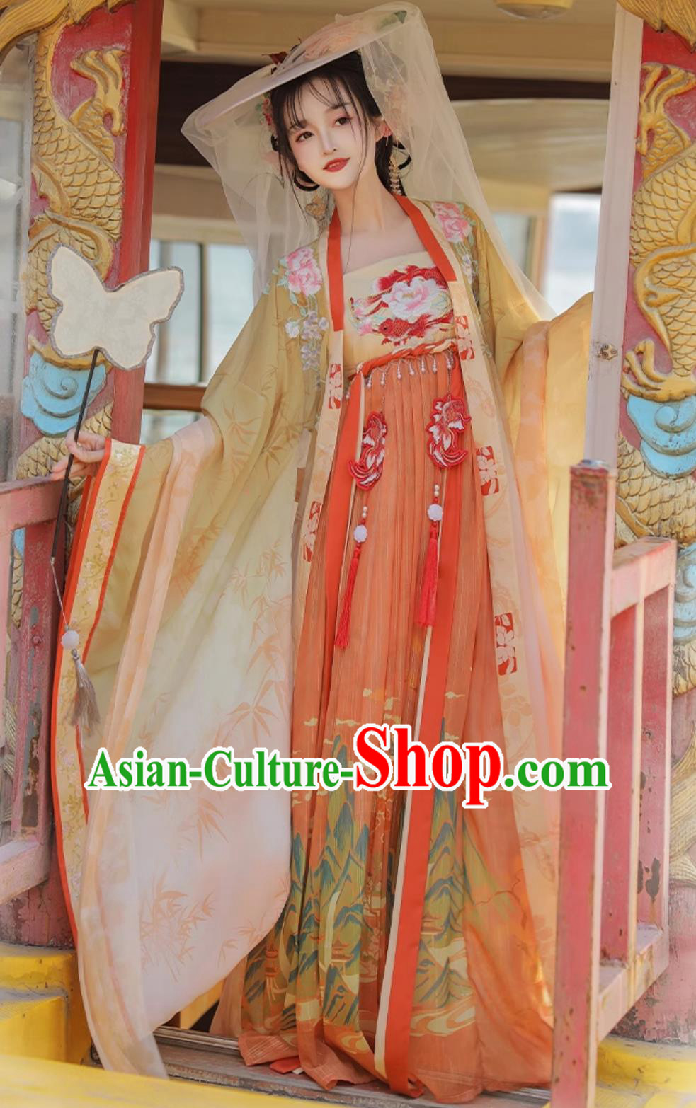 Ancient China Goddess Clothing Chinese Traditional Yellow Hanfu Dress Tang Dynasty Palace Princess Costume