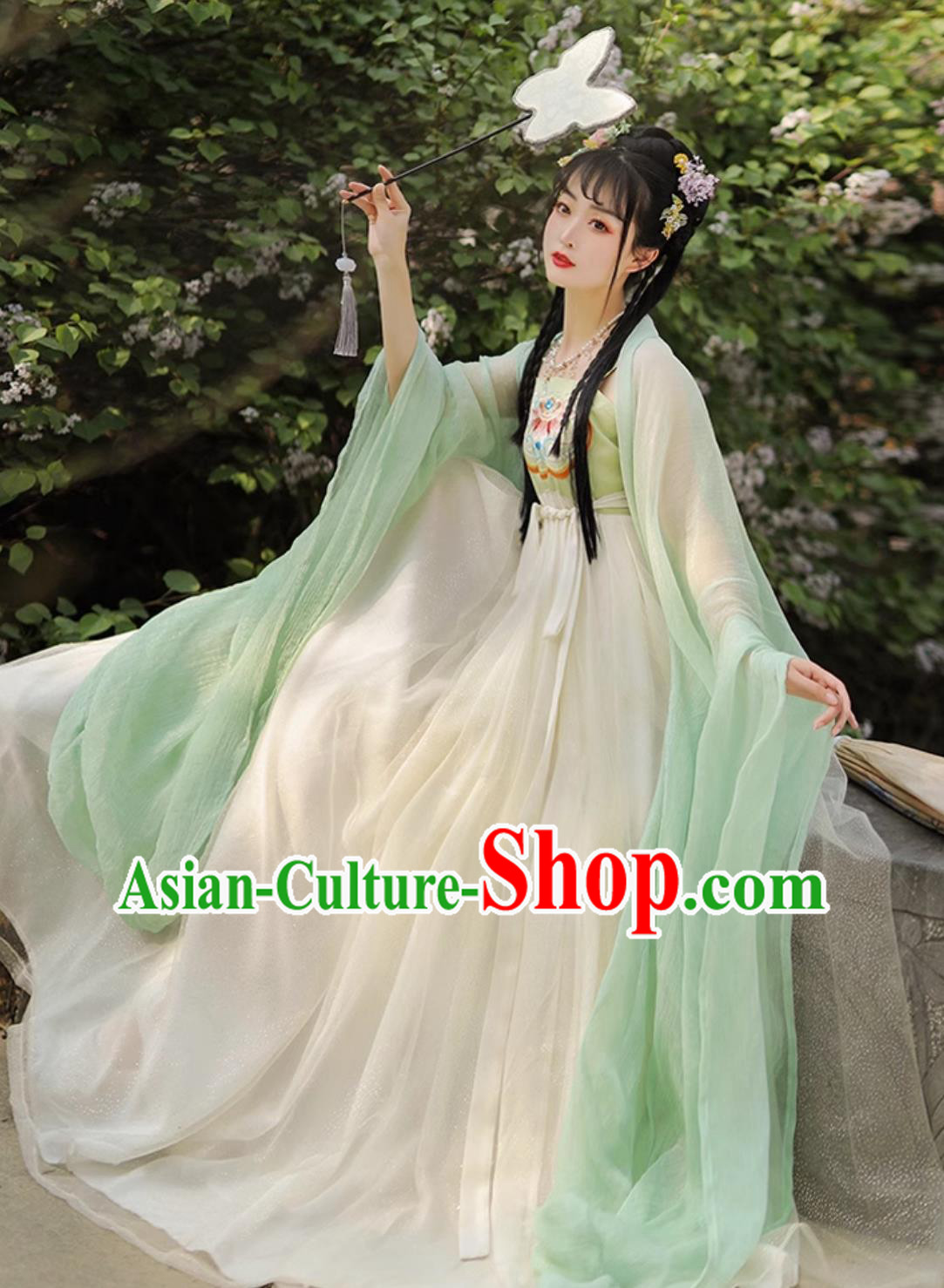 Chinese Traditional Clothing Tang Dynasty Hanfu Green Hezi Dress Ancient China Young Lady Costume
