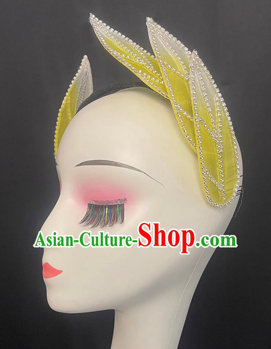 Chinese Modern Dance Group Dance Yellow Leaf Headwear Handmade Spring Festival Gala Opening Dance Headpiece