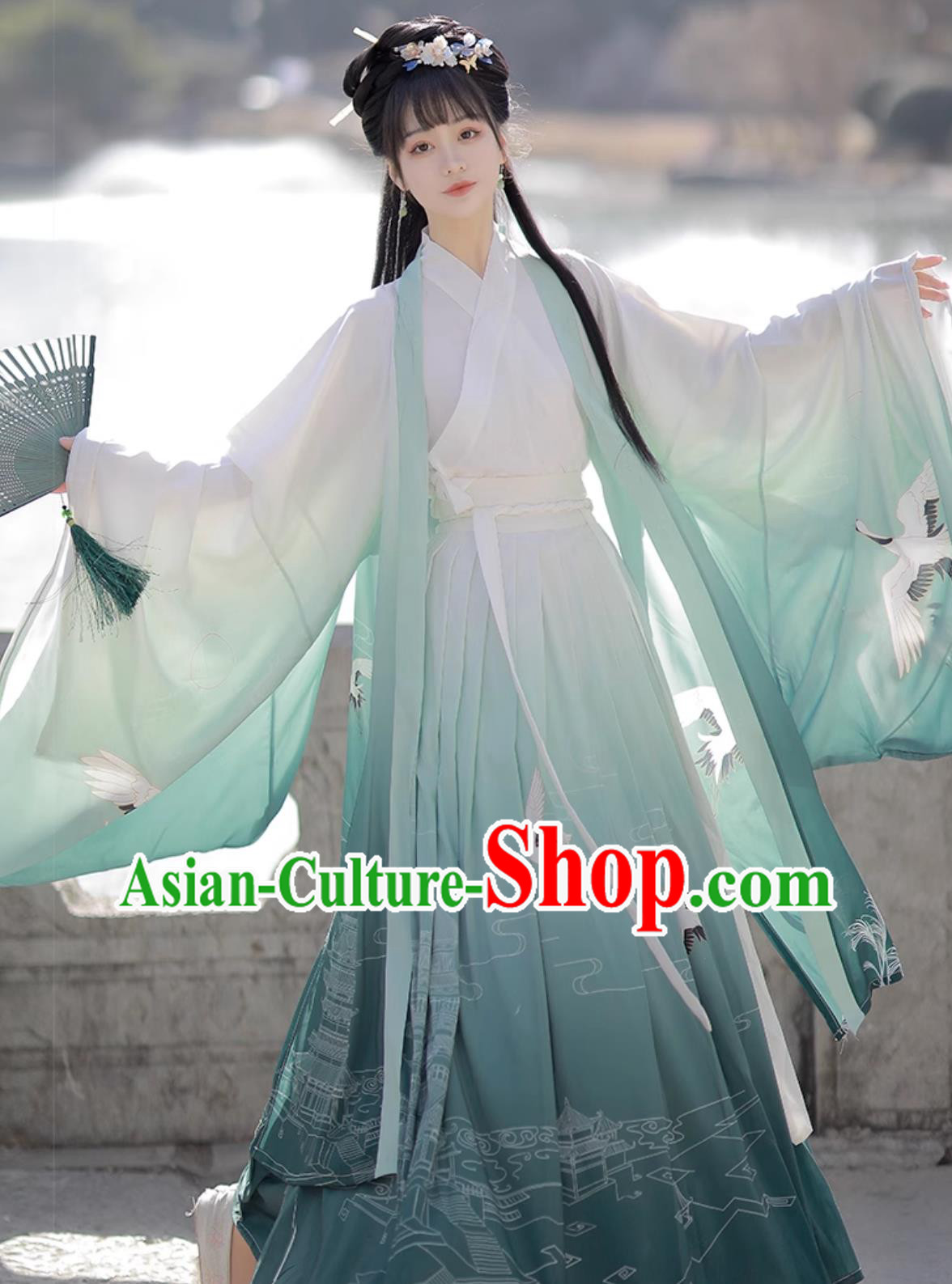 Chinese Jin Dynasty Clothing Traditional Green Hanfu Dress Ancient China Swordsman Costume