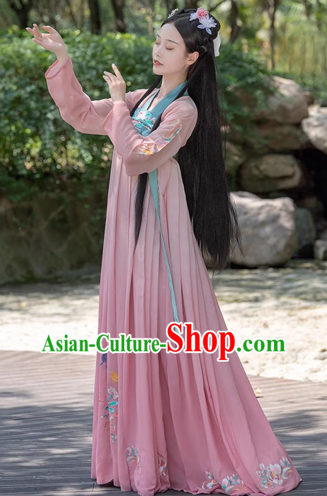 Chinese Tang Dynasty Clothing Traditional Pink Hanfu Dress Ancient China Young Lady Costume