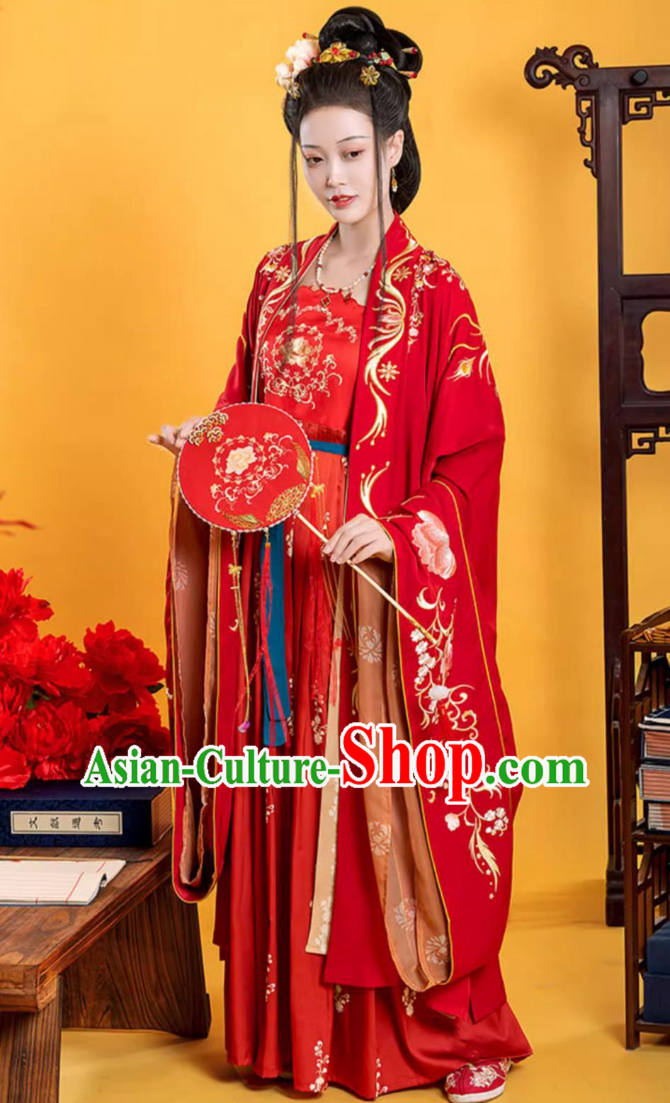 Ancient China Princess Costume Chinese Tang Dynasty Bride Clothing Traditional Wedding Red Hanfu Dress