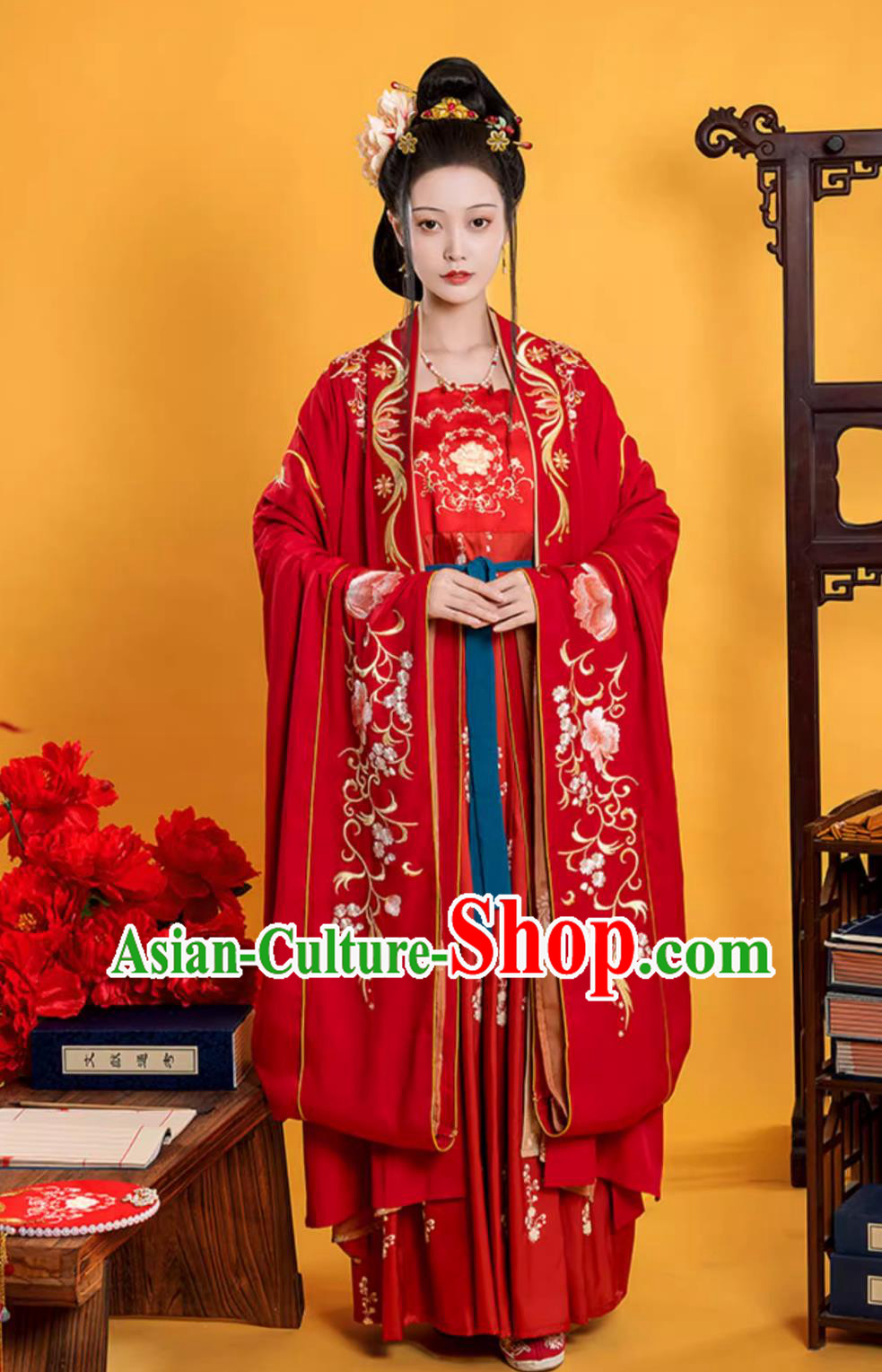 Ancient China Princess Costume Chinese Tang Dynasty Bride Clothing Traditional Wedding Red Hanfu Dress