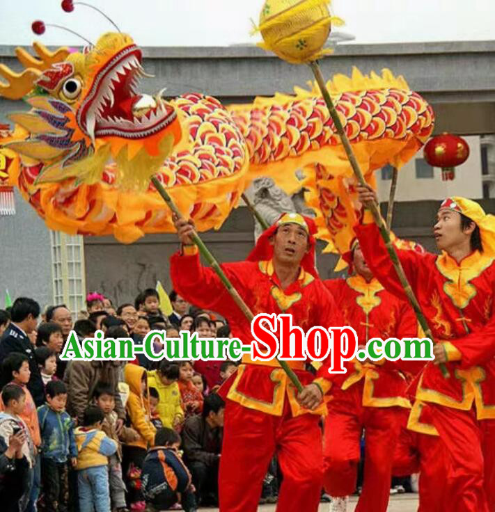 Chinese New Year Performance Dragon Dance Costumes Complete Set for Three People