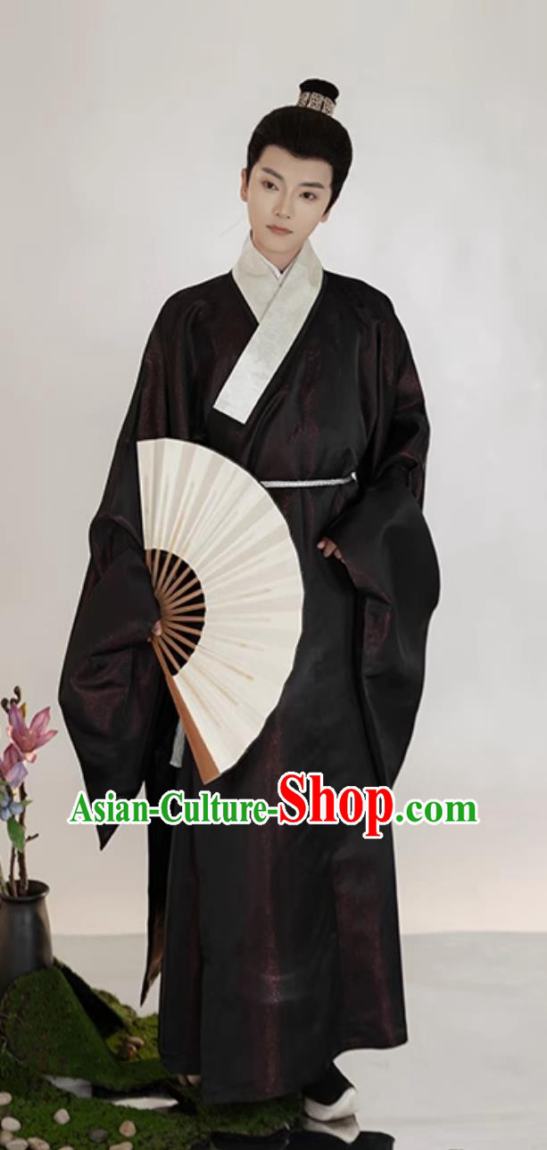 Chinese Ming Dynasty Priest Frock Ancient China Scholar Costume Traditional Male Hanfu Robe