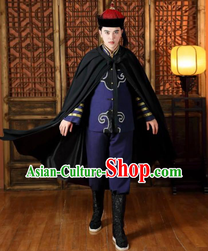 Chinese Qing Dynasty Soldier Clothing Ancient China Warrior Costume Traditional Northern Navy Outfit