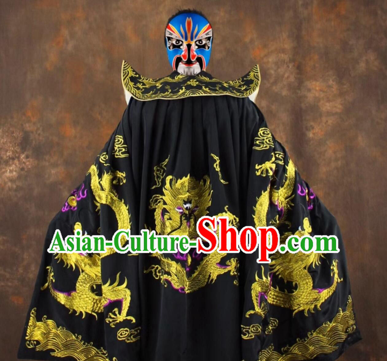 Chinese Traditional Face Changing Costume Embroidered Black Cape Sichuan Opera Bian Lian Cloak