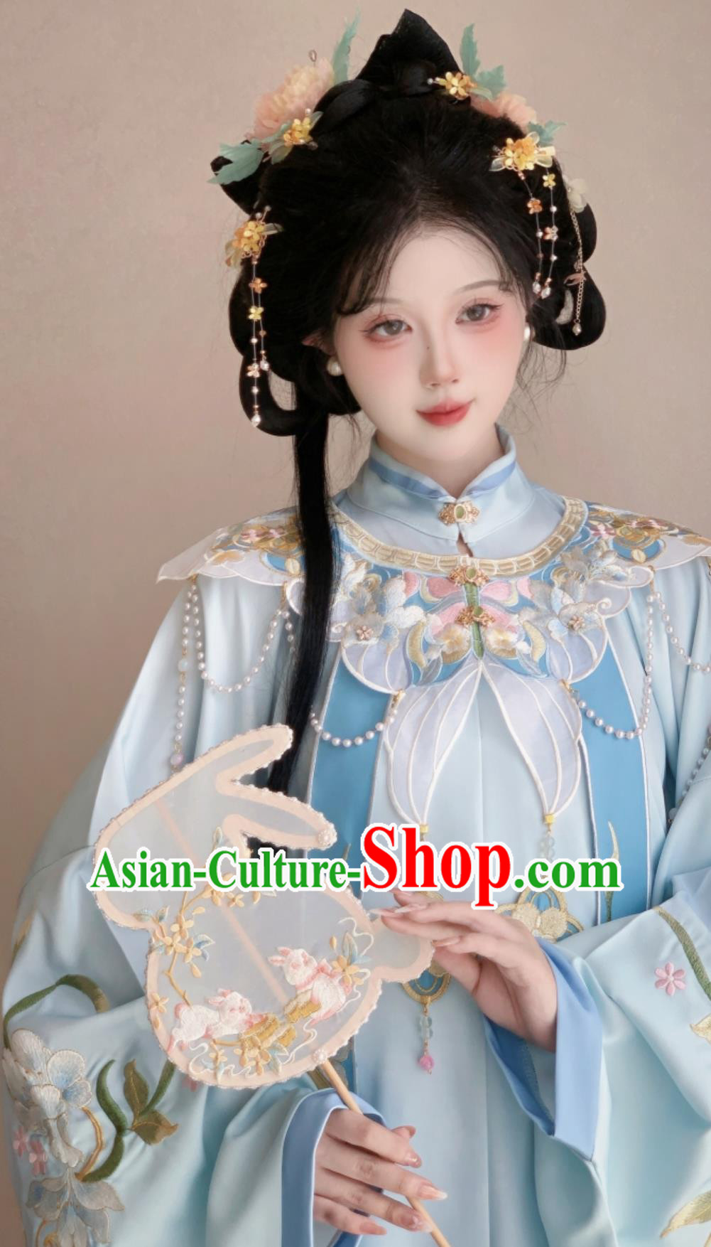 Chinese Ming Dynasty Woman Clothing Ancient China Princess Costume Traditional Blue Hanfu Dress