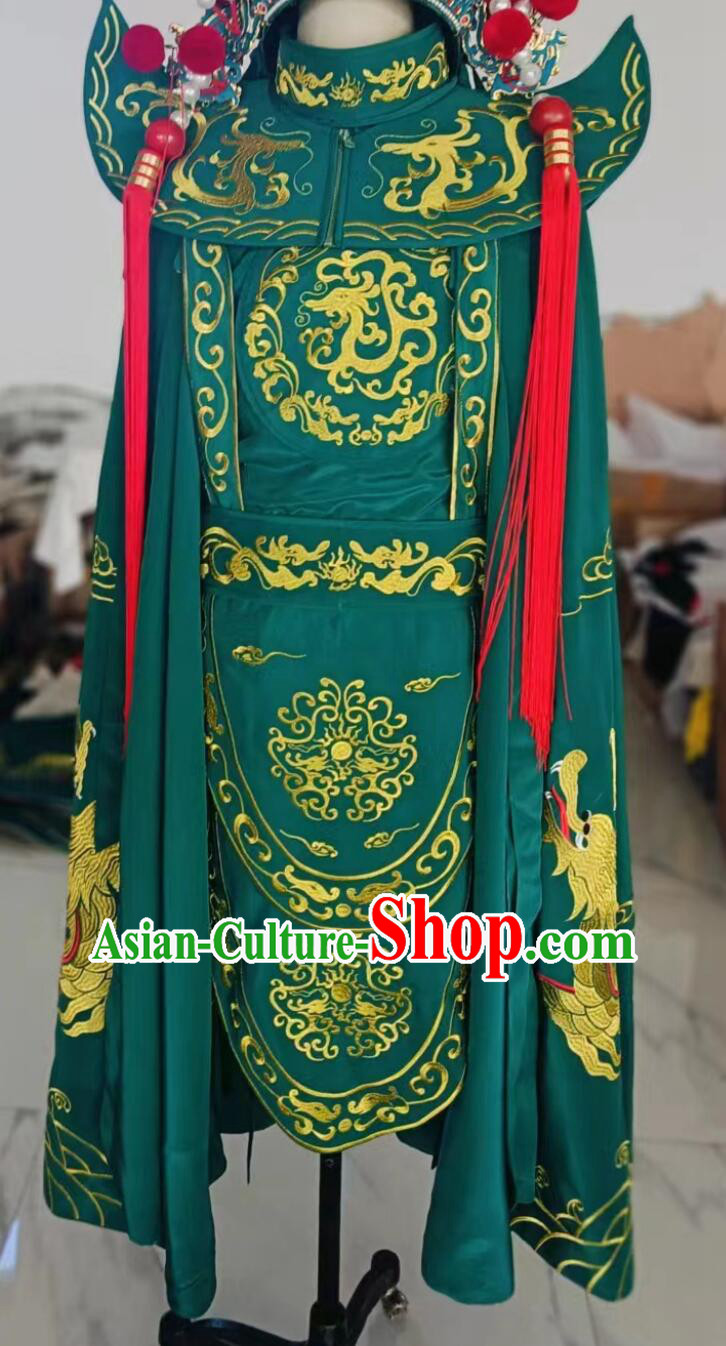 Dark Green Bian Lian Costume Cloak Pants Belt Hat and 10 Masks Complete Set