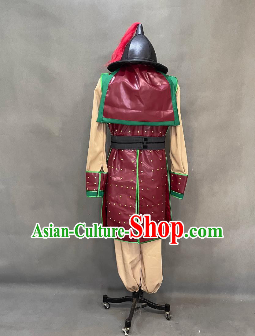 Ancient China Warrior Clothing Traditional Leather Armor Chinese Ming Dynasty Soldier Costume