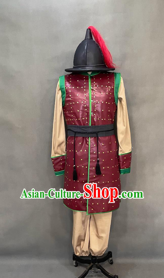 Ancient China Warrior Clothing Traditional Leather Armor Chinese Ming Dynasty Soldier Costume